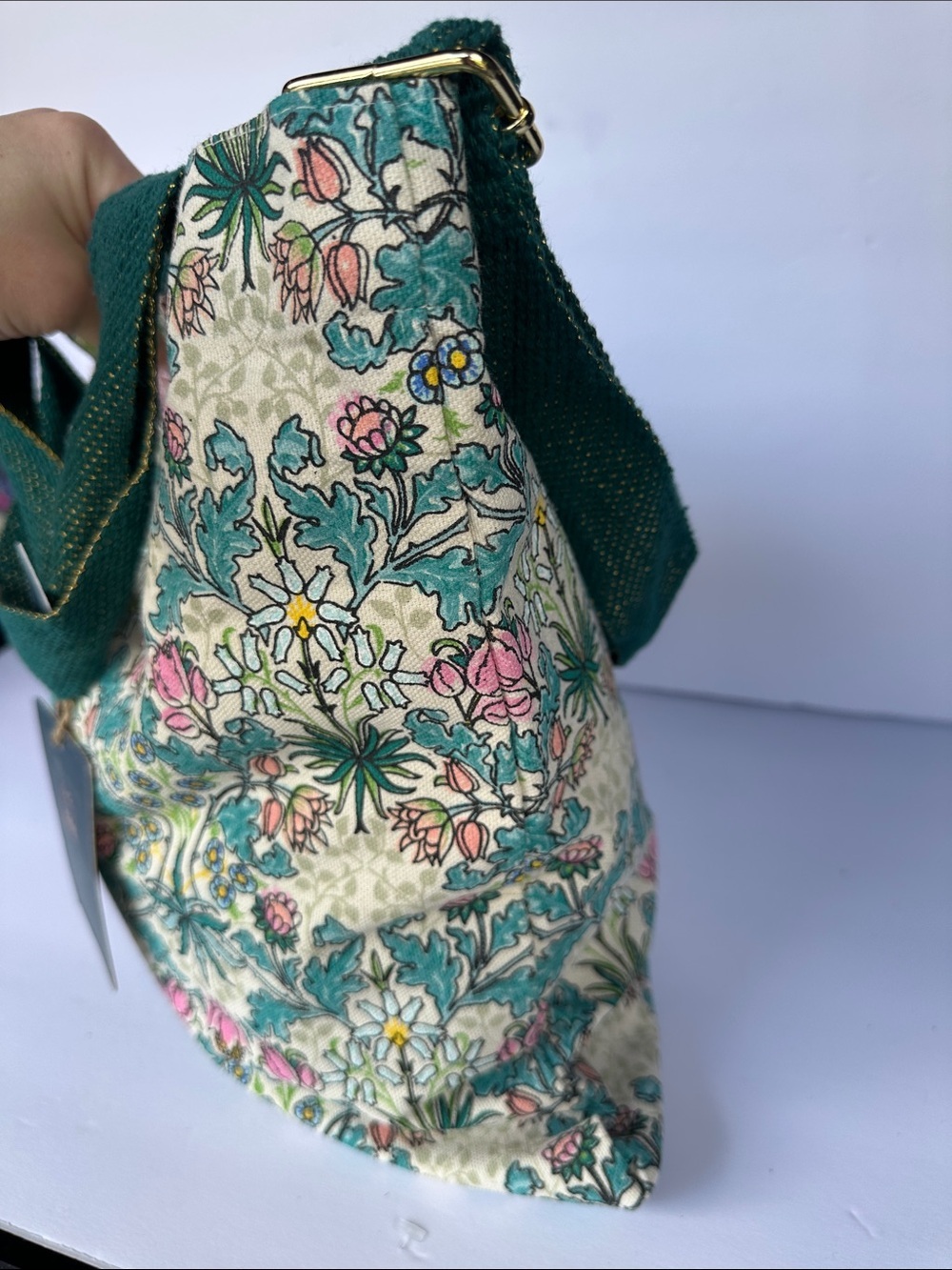 Dwell Floral Bag with Green Straps NWT - Picture 5 of 10